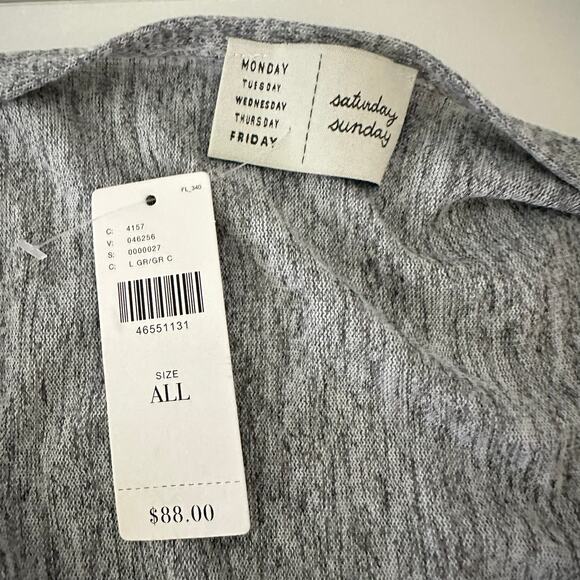 NWTs ANTHROPOLOGIE SATURDAY SUNDAY WRAP GRAY SHORT SLEEVE SWEATER PULLOVER - Picture 9 of 11